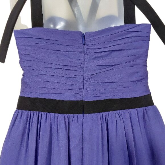 NWT! Jill Stuart 100% Silk Pleated Chiffon Long Formal Halter Gown Purple - Picture 6 of 9